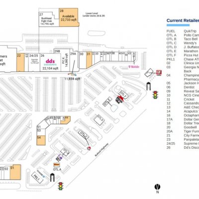 Northeast Plaza plan - map of store locations