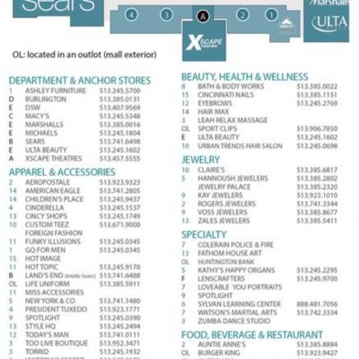 Northgate Mall Ohio plan - map of store locations