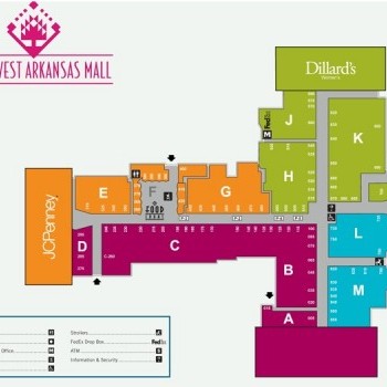 Northwest Arkansas Mall plan - map of store locations