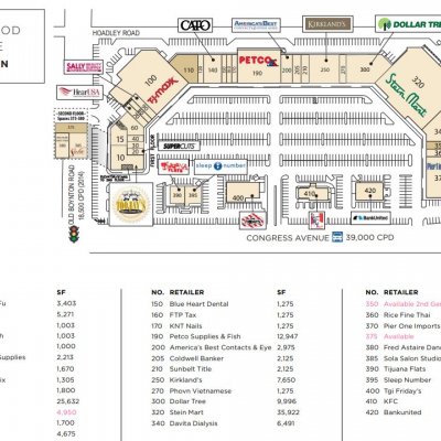 Oakwood Square plan - map of store locations