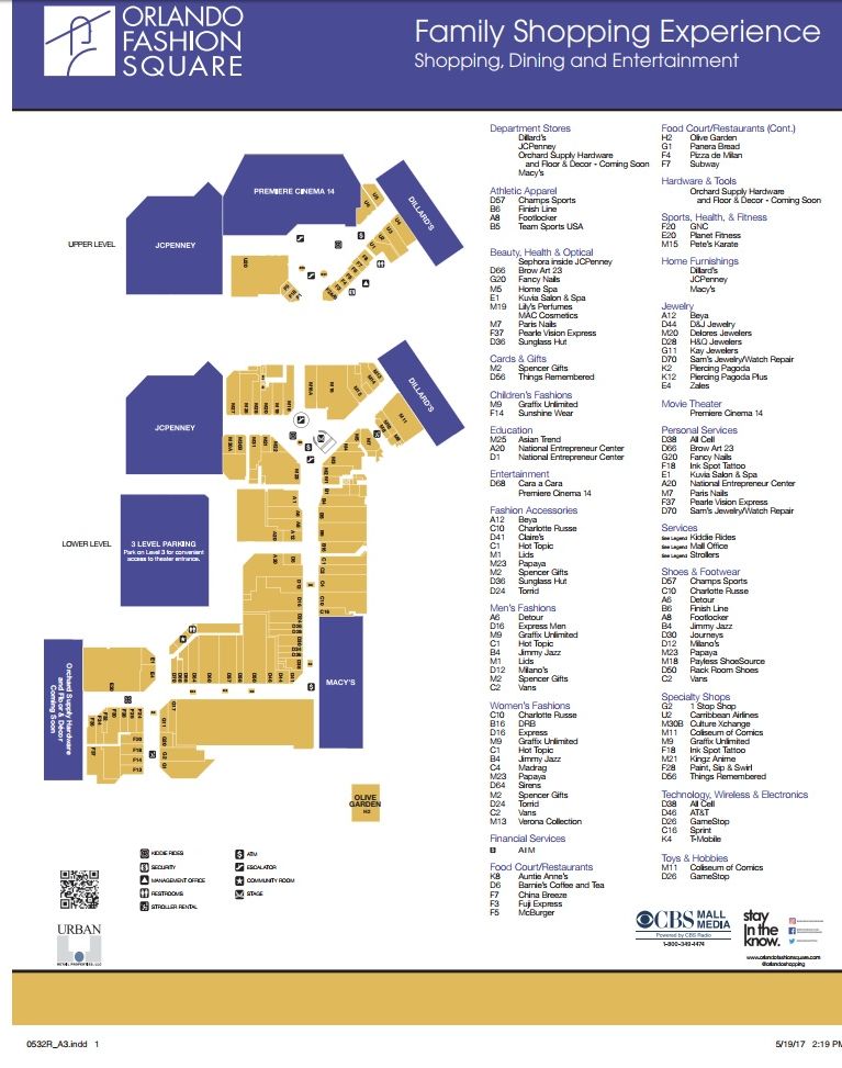 orlando outlet mall map Orlando Fashion Square 79 Stores Shopping In Orlando Florida