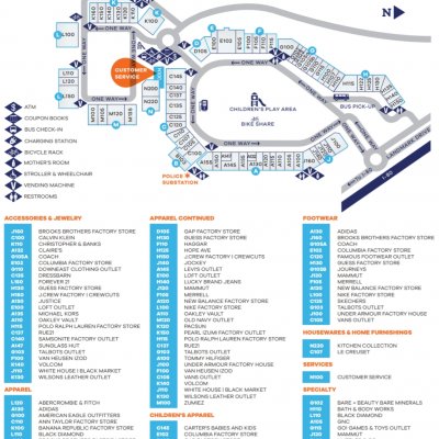 Outlet Park City plan - map of store locations