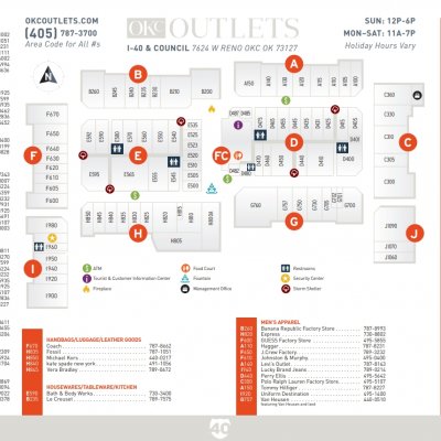 Outlet Shoppes at Oklahoma City (OKC Outlets) plan - map of store locations