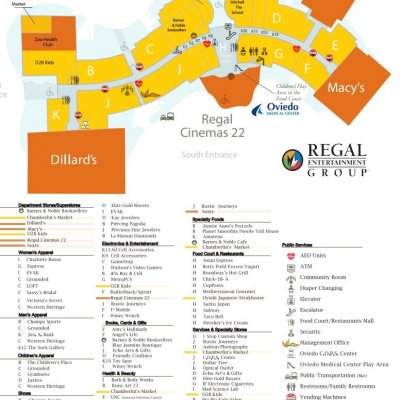 Oviedo Mall plan - map of store locations