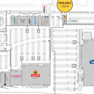 ParkWest Town Center plan - map of store locations