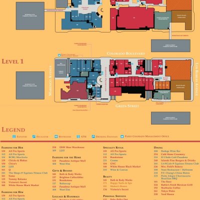 Paseo Colorado plan - map of store locations