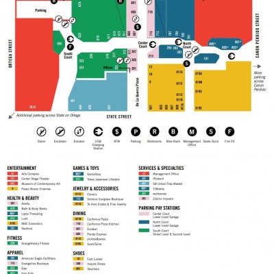 Paseo Nuevo plan - map of store locations