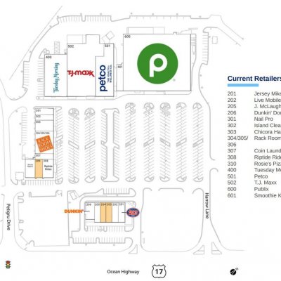 Pawleys Island Plaza plan - map of store locations
