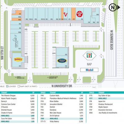 Plantation Square Plaza plan - map of store locations