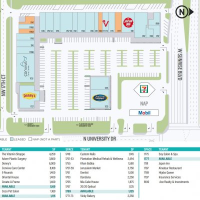 Plantation Square Plaza plan - map of store locations