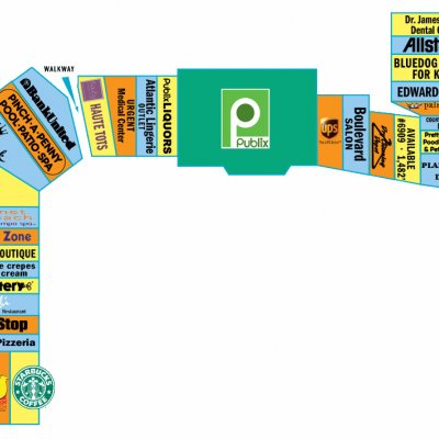 Plantation Towne Square plan - map of store locations