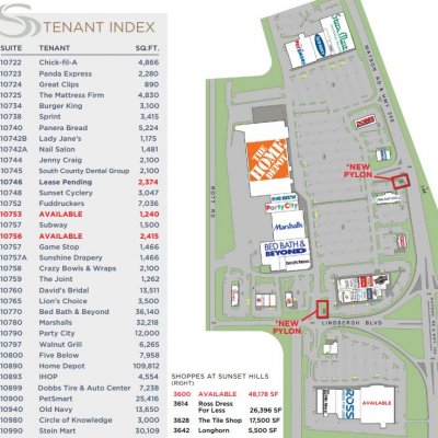 Plaza at Sunset Hills plan - map of store locations