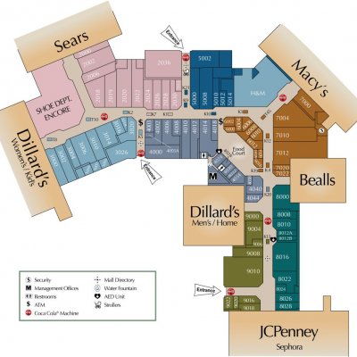 Post Oak Mall plan - map of store locations