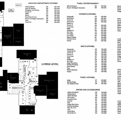 Puente Hills Mall plan - map of store locations
