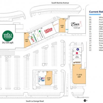 Ravinia Plaza plan - map of store locations