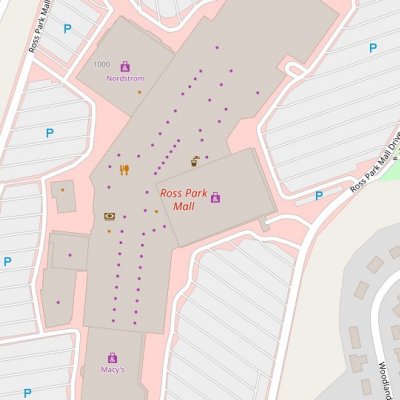 Ross Park Mall plan - map of store locations