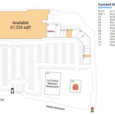 Roxboro Square plan - map of store locations