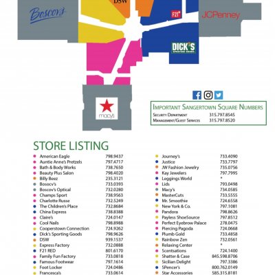 Sangertown Square plan - map of store locations