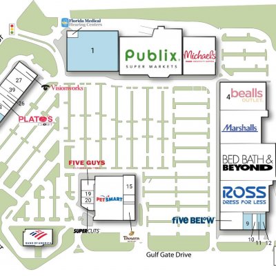 Sarasota Pavilion plan - map of store locations