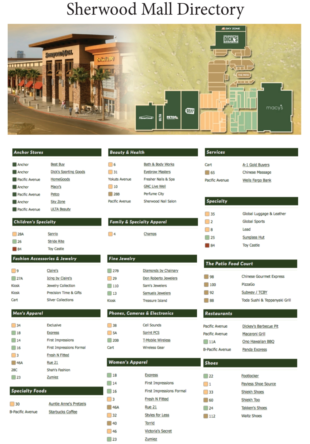 Sherwood Mall (63 stores) shopping in Stockton, California CA 95207 MallsCenters