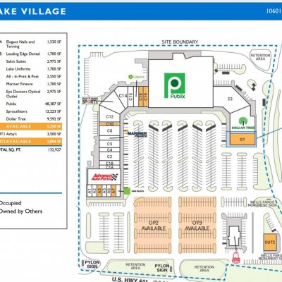 Shoppes of Lake Village plan - map of store locations