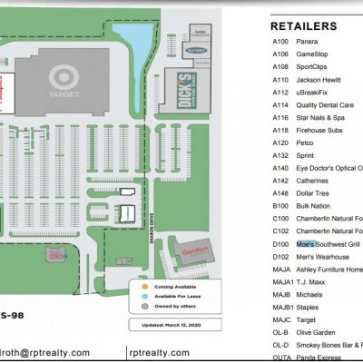 Shoppes of Lakeland plan - map of store locations
