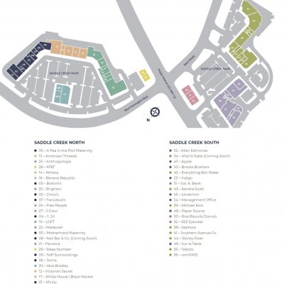 Shops of Saddle Creek (South&North) plan - map of store locations