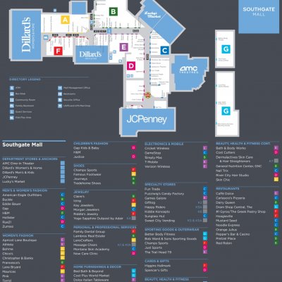 Southgate Mall plan - map of store locations