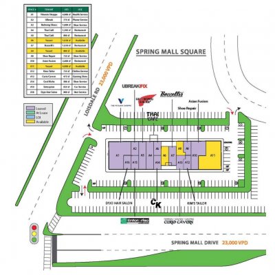 Spring Mall Square plan - map of store locations