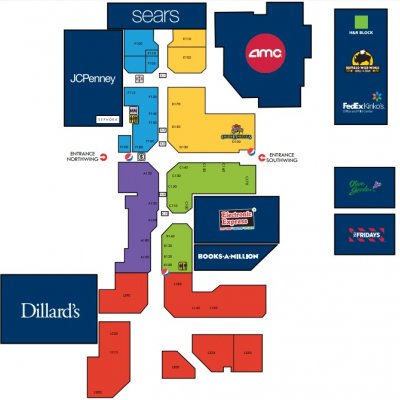 Stones River Mall plan - map of store locations