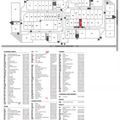 Tanger Outlets Charleston plan - map of store locations
