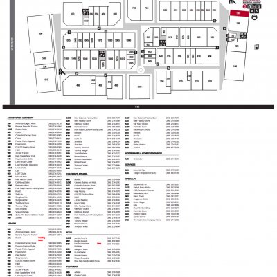 Tanger Outlets Daytona Beach plan - map of store locations