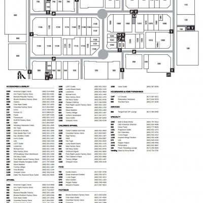 Tanger Outlets Fort Worth plan - map of store locations