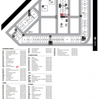 Tanger Outlets Gonzales plan - map of store locations