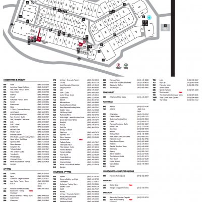 Tanger Outlets Myrtle Beach Hwy 17 plan - map of store locations