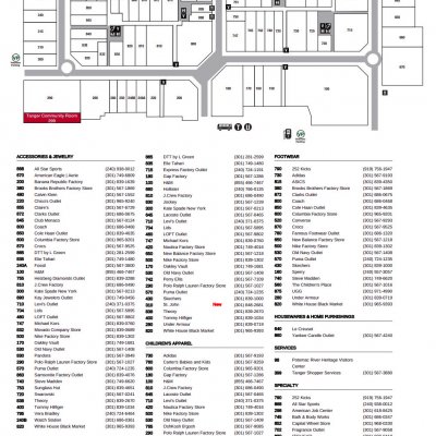 Tanger National Harbor/Washington DC plan - map of store locations