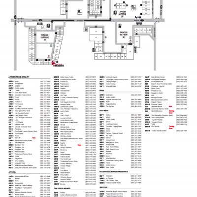 Tanger Outlets Rehoboth Beach plan - map of store locations