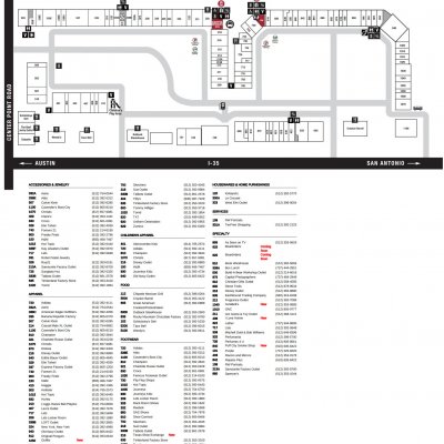 Tanger Outlets San Marcos plan - map of store locations