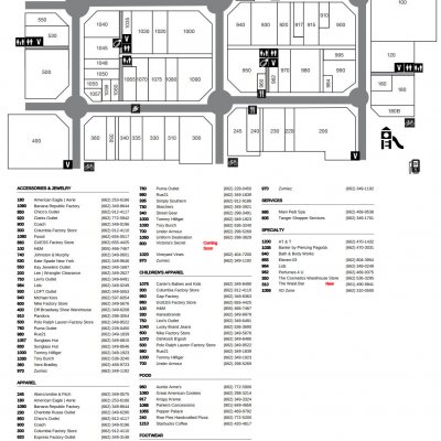 Tanger Outlets Southaven plan - map of store locations