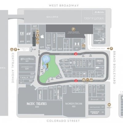 The Americana at Brand plan - map of store locations