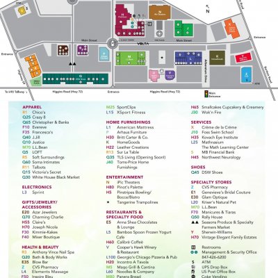 The Arboretum of South Barrington plan - map of store locations