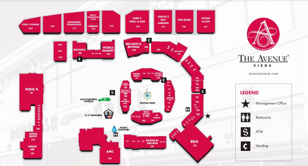 Map Of Avenues Mall The Avenue Viera (77 Stores) - Shopping In Viera, Florida Fl 32940 -  Mallscenters