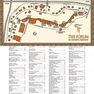 The Forum at Olympia Parkway plan - map of store locations