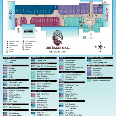 The Lakes Mall plan - map of store locations