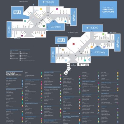 The Mall at Fairfield Commons plan - map of store locations