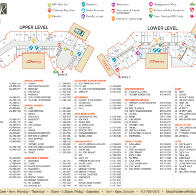 The Mall at Robinson plan - map of store locations