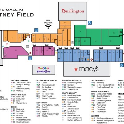 The Mall at Whitney Field plan - map of store locations