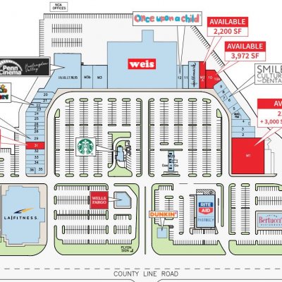 The Marketplace at Huntingdon Valley plan - map of store locations