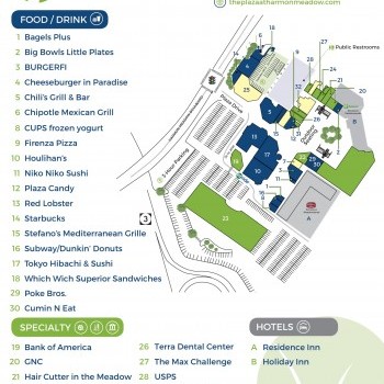 The Plaza at Harmon Meadow plan - map of store locations