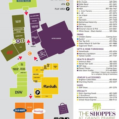 The Shoppes at Grand Prairie plan - map of store locations